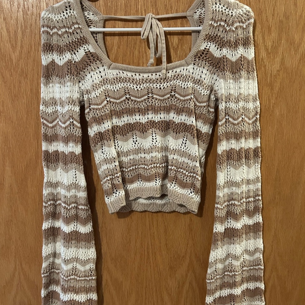 American Eagle Outfitters Brown and Cream Crop Top